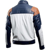 Men's white-Brown Bomber Sleek Design Real Sheepskin Leather Jacket